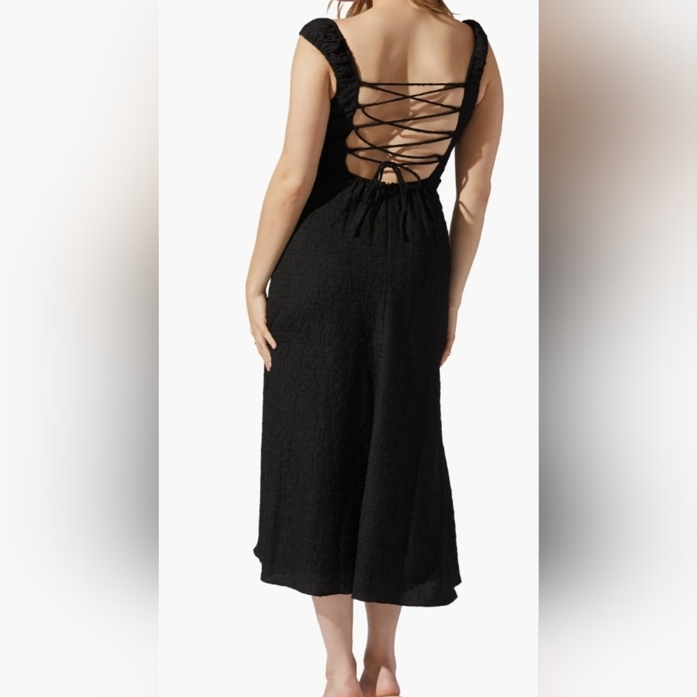 NWT, ASTR Black Ruffle-Strap Maxi Dress.Size M - Picture 12 of 12